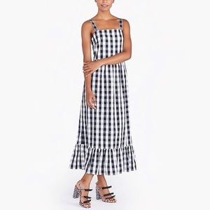 NWT J. Crew Factory navy gingham maxi dress